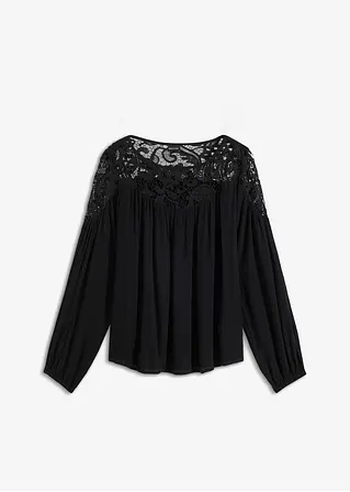 Tunika mit Spitze in schwarz von vorne - bonprix