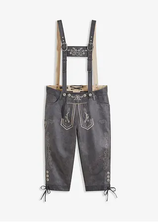 Regular Fit Trachtenhose aus Lederimitat in grau von vorne - bonprix