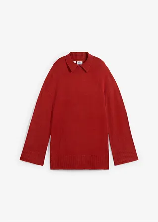 Oversize Pullover mit Turtleneck und Seitenschlitzen in braun von vorne - bonprix