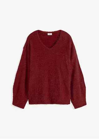 Pullover mit kuscheligem Federgarn in rot von vorne - bonprix