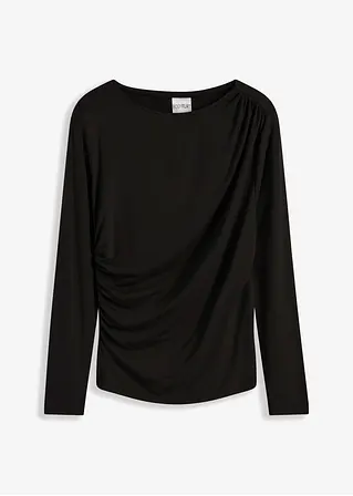 Shirt mit Raffungen in schwarz von vorne - bonprix