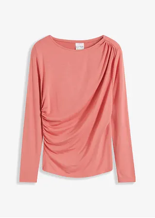 Shirt mit Raffungen in rosa von vorne - bonprix