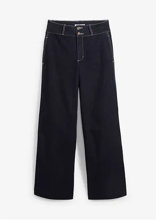 Wide Leg Jeans High Waist, Stretch in blau von vorne - bonprix