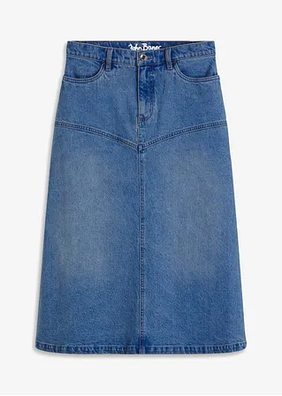 Midi Jeansrock in A-Linie in blau von vorne - bonprix