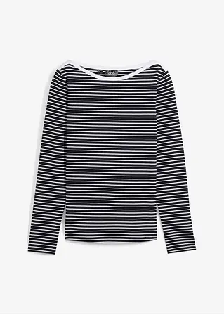 Langarmshirt mit reiner Bio-Baumwolle in schwarz von vorne - bonprix