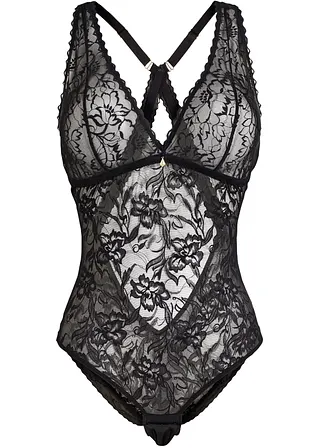 Body ohne Bügel aus zarter Spitze in schwarz von vorne - bonprix