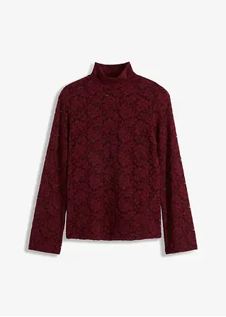 Langarmshirt aus Spitze in rot von vorne - bonprix