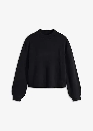 Kurzer Pullover in schwarz von vorne - bonprix