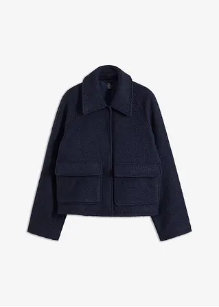 Übergangs Teddyjacke in blau von vorne - bonprix