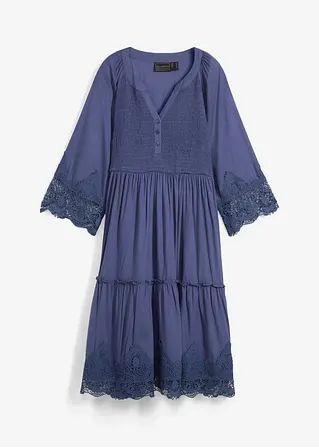 Hemdblusenkleid mit Spitze in blau von vorne - bonprix