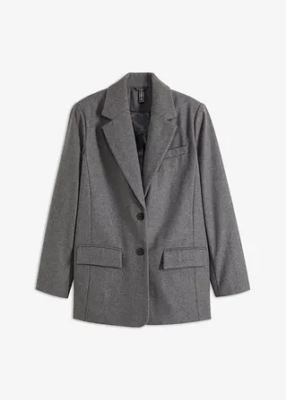 Blazer mit Schulterpolster in Wolloptik in grau von vorne - bonprix