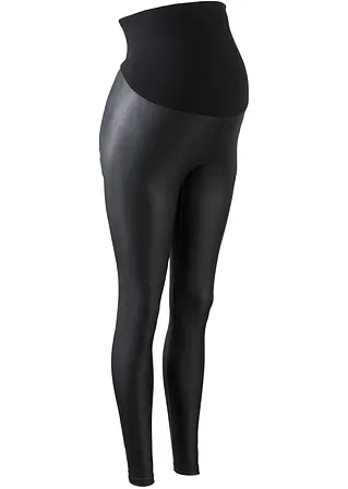 Elastische Umstands-Leggings in Lederoptik, Skinny in schwarz von vorne - bonprix