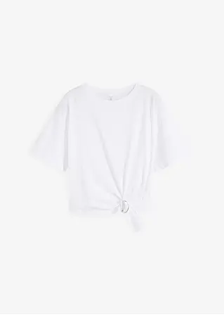 Oversized T-Shirt mit Schnalle in weiß von vorne - bonprix