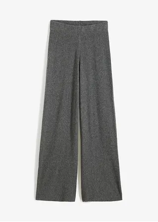 Gerippte Palazzo-Hose in grau von vorne - bonprix