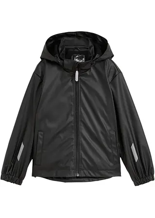 Thermo Regenjacke mit Fleecefutter in schwarz von vorne - bonprix