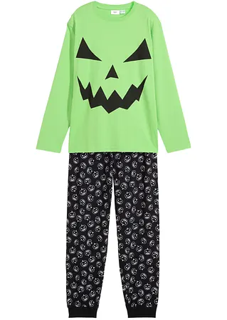 Pyjama aus reiner Bio-Baumwolle (2-tlg. Set) in grün von vorne - bonprix