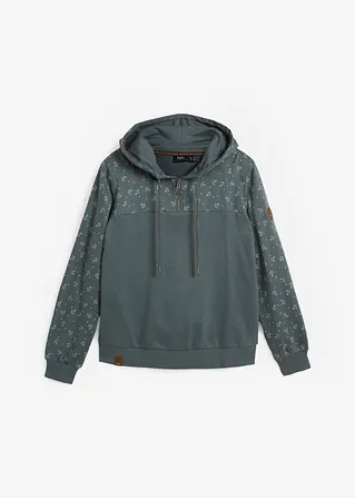 Kapuzensweatshirt mit Reißverschluss aus reiner Baumwolle in grün von vorne - bonprix