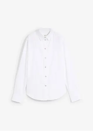 Essential Oxford-Bluse, Slim Fit in weiß von vorne - bonprix