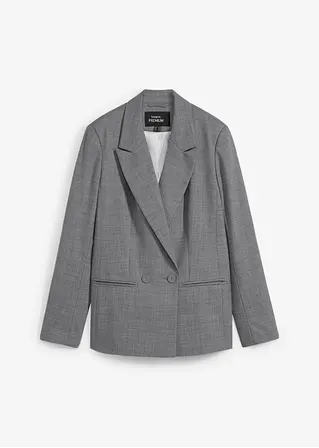 Doppelreihiger Wollblazer in grau von vorne - bonprix