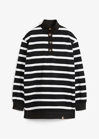 Longsweatshirt mit Troyer-Kragen in schwarz von vorne - bonprix