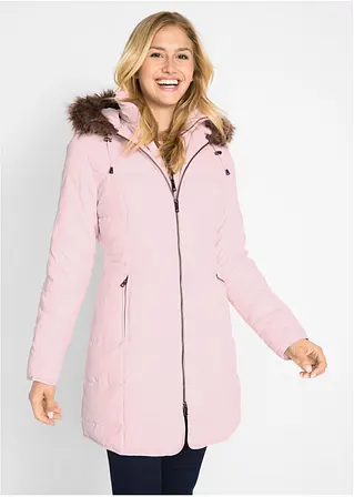 Steppjacke mit Kapuze, gefüttert in rosa von vorne (im Anschnitt) - bonprix