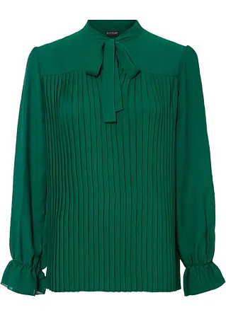 Plisseé Bluse in grün von vorne - bonprix