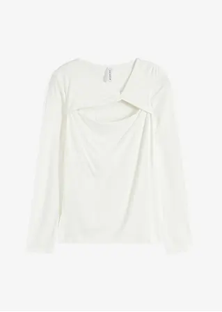 Langarmshirt mit Cut-Out in weiß von vorne - bonprix