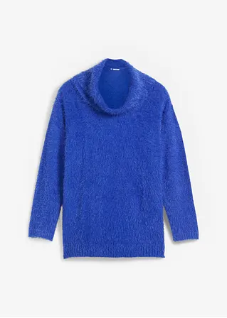 Rollkragenpullover aus weichem Federgarn in blau von vorne - bonprix