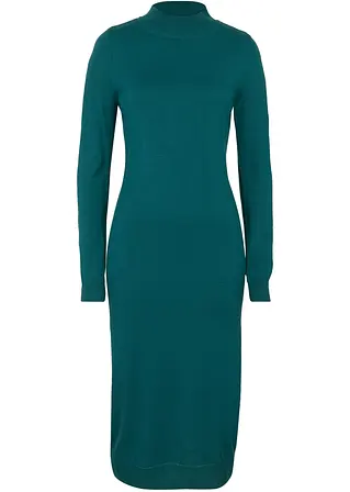 Strickkleid mit Stehkragen in grün von vorne - bonprix