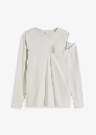 Langarmshirt mit Cut-Out in grau von vorne - bonprix