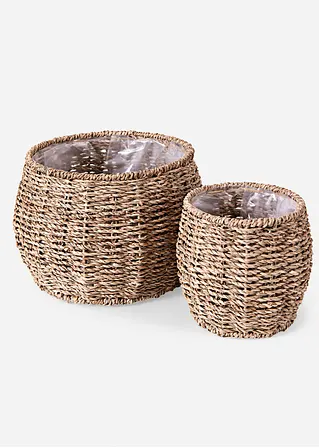 Pflanzkörbe (2-tlg. Set) in beige von vorne - bonprix