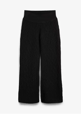 Strickhose mit Zopfmuster in schwarz von vorne - bonprix