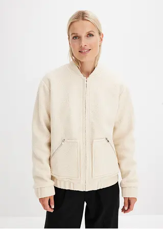 Blouson aus kuscheligem Bouclé in beige von vorne (im Anschnitt) - bonprix