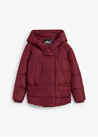 Wattierte Steppjacke mit Kapuze aus recyceltem Polyester in rot von vorne - bonprix