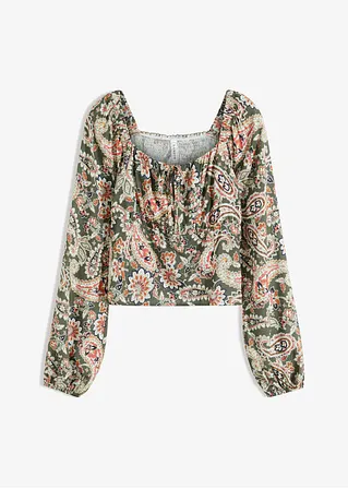 Blusenshirt aus Viskose in grün von vorne - bonprix