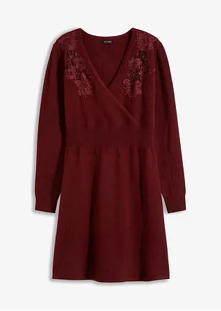 Strickkleid mit Spitze in rot von vorne - bonprix