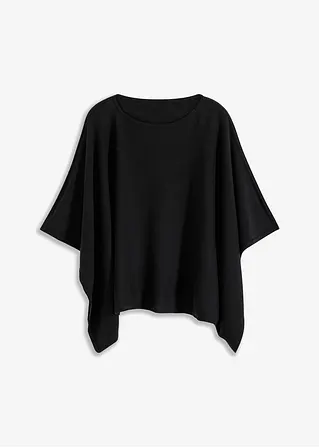 Wollponcho in schwarz von vorne - bonprix