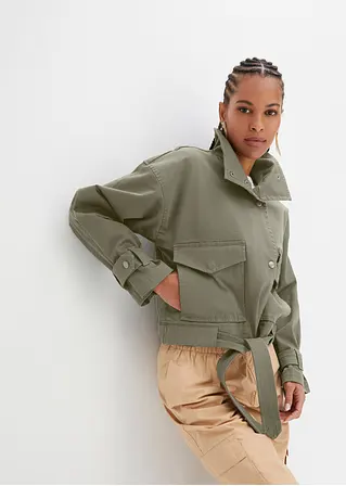 Oversized Twill-Jacke in grün von vorne (im Anschnitt) - bonprix