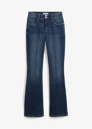 Flared Jeans Mid Waist, Stretch in blau von vorne - bonprix