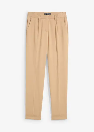 Schmale Hose mit Aufschlag in beige von vorne - bonprix