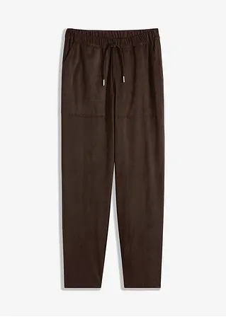 Jogg-Pants aus Velourlederimitat in braun von vorne - bonprix