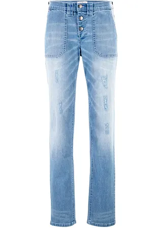 Komfort-Stretch-Boyfriend-Jeans in blau von vorne - bonprix