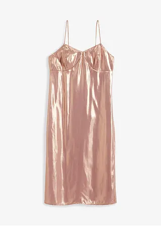 Trägerkleid aus feinem Satin in lila von vorne - bonprix