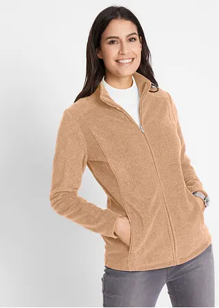 Fleecejacke in beige von vorne (im Anschnitt) - bonprix