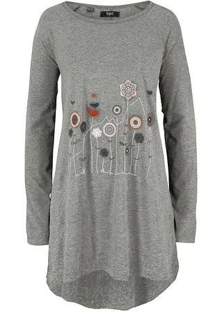 Oversize Longshirt mit Rundhalsausschnitt in grau von vorne - bonprix