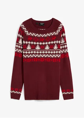 Kinder Norweger-Pullover in rot von vorne - bonprix