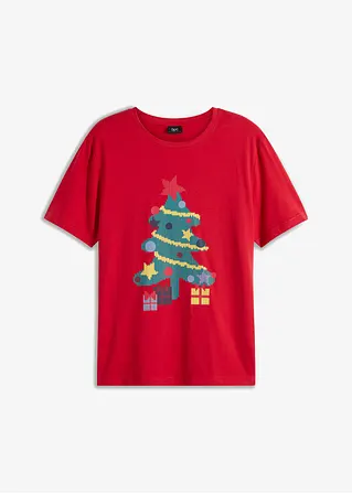 T-Shirt mit Weihnachtsmotiv in rot von vorne - bonprix