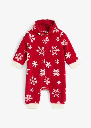 Baby Fleece-Overall in rot von vorne - bonprix