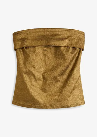 Bandeau-Top mit metallischem Foilprint in gold von vorne - bonprix