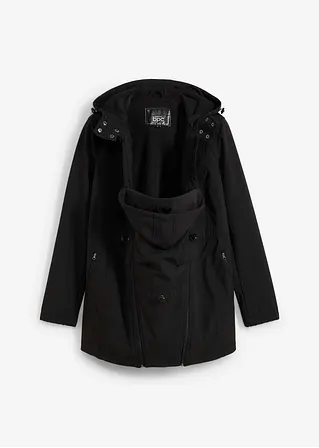 Softshell-Tragejacke / Umstandsjacke, weitenregulierbar in schwarz von vorne - bonprix